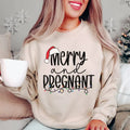 Merry And Pregnant, Pregnancy Announcement Sweatshirt, Baby Reveal Shirt, Mom To Be Crewneck, Winter Sweatshirt,...