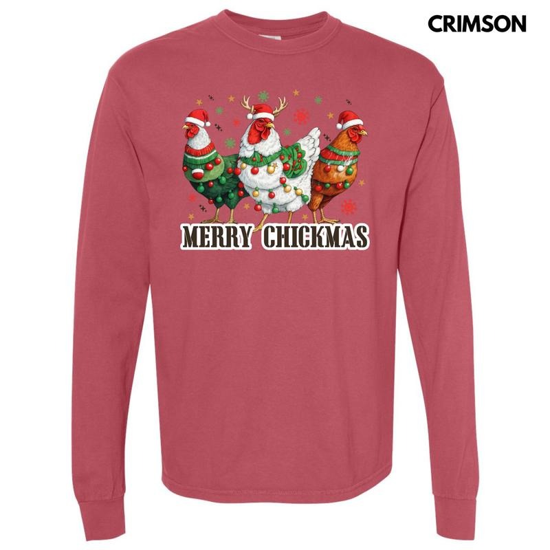 Merry Chickmas Long Sleeve Comfort Colors T-Shirt 'NLB' Hoodie, Sweatshirt | CiraTrend.com