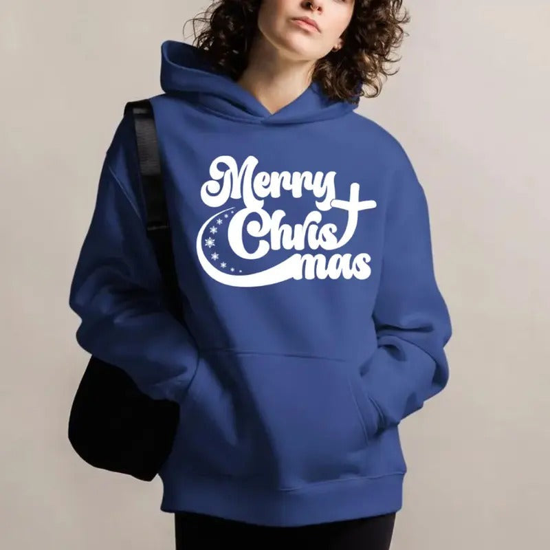 Merry Christ Mas Christian Hoodie Casual Street Style Fleece Fabric Pullover Sweatshirt for Women for Men, Perfect Gift...