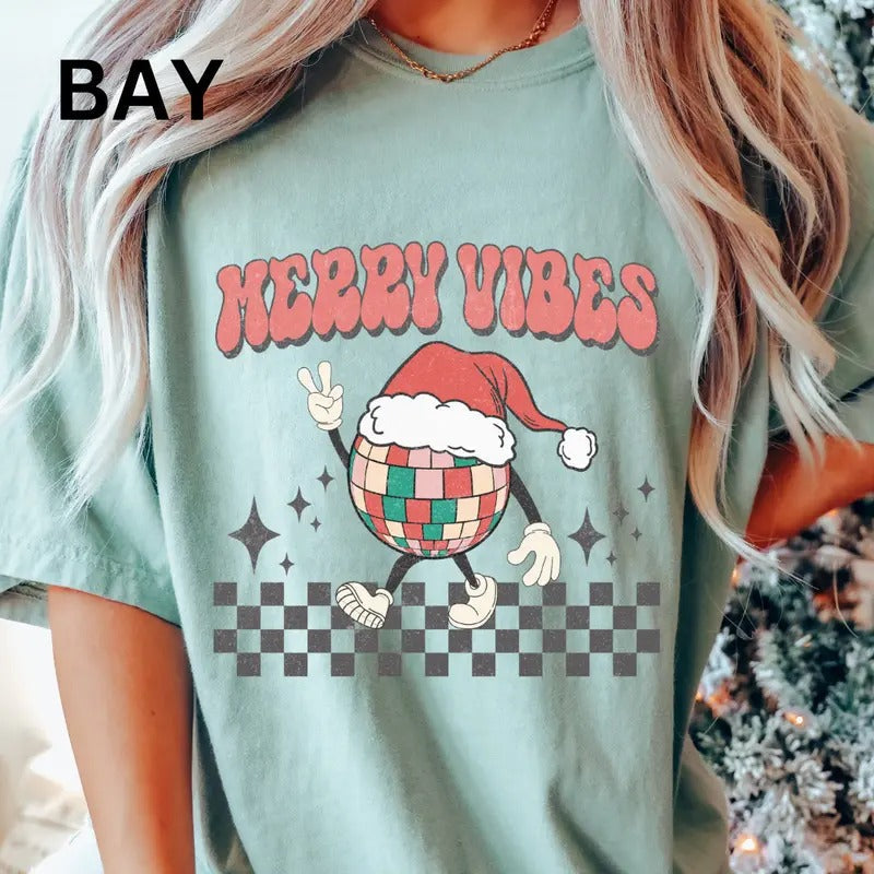Merry Christmas Disco Shirt,  Comfort Colors Christmas Shirt, Christmas Shirt, Retro christmas Shirt, Cotton Fabric...