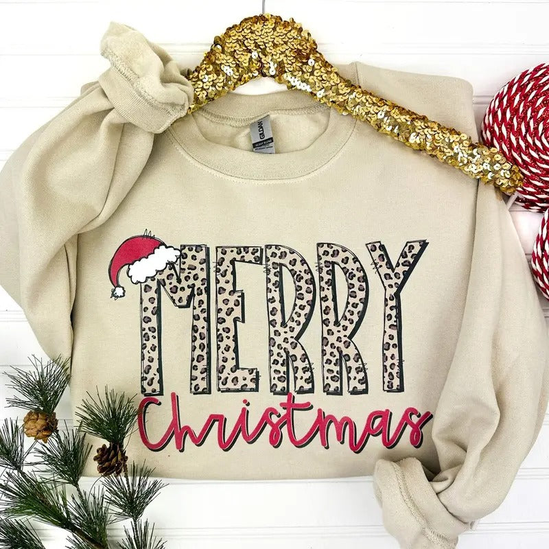 Merry Christmas Leopard Sweatshirt T-Shirts, Hoodie | CiraTrend.com