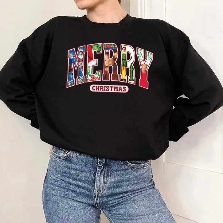 Merry Christmas Movies 2024 Sweatshirt, Christmas Party Gift Shirt, Xmas Movie Shirt, Matching Family Party Hoodie, Merry...