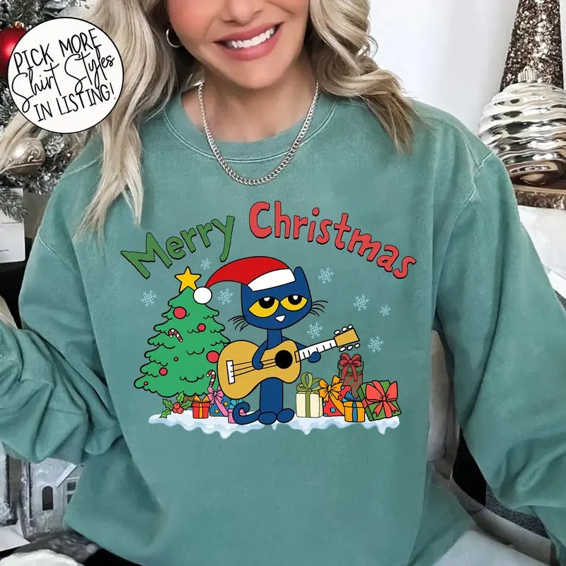 Merry Christmas Pete The Cat Shirt Groovy Cat Christmas Shirt Cool Cat Shirt Teacher Christmas Shirt Christmas Cat Lover...