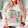 Merry Christmas Sweatshirt, Pink Christmas Shirt, Christmas Tree, Christmas Coquette, Doodle Letters, Tis the Season,...
