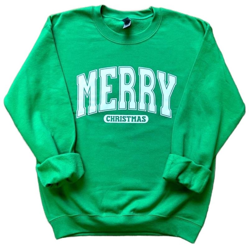 Merry Christmas Varsity Crewneck Sweatshirt T-Shirts, Hoodie | CiraTrend.com