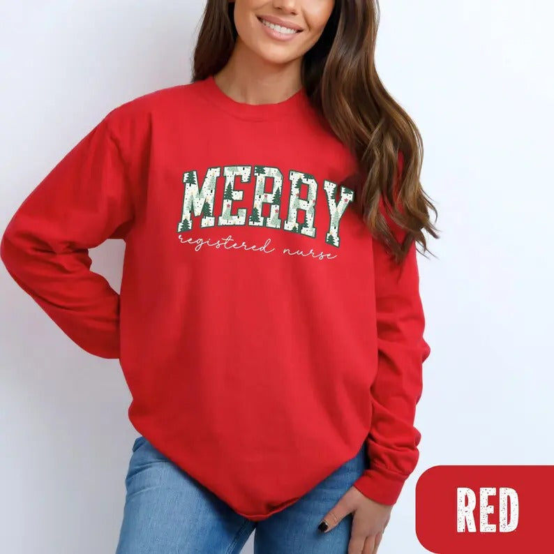 Merry Registered Nurse Shirt, Registered Nurse Christmas Shirt, Registered Nurse Holiday Shirt, Registered Nurse...