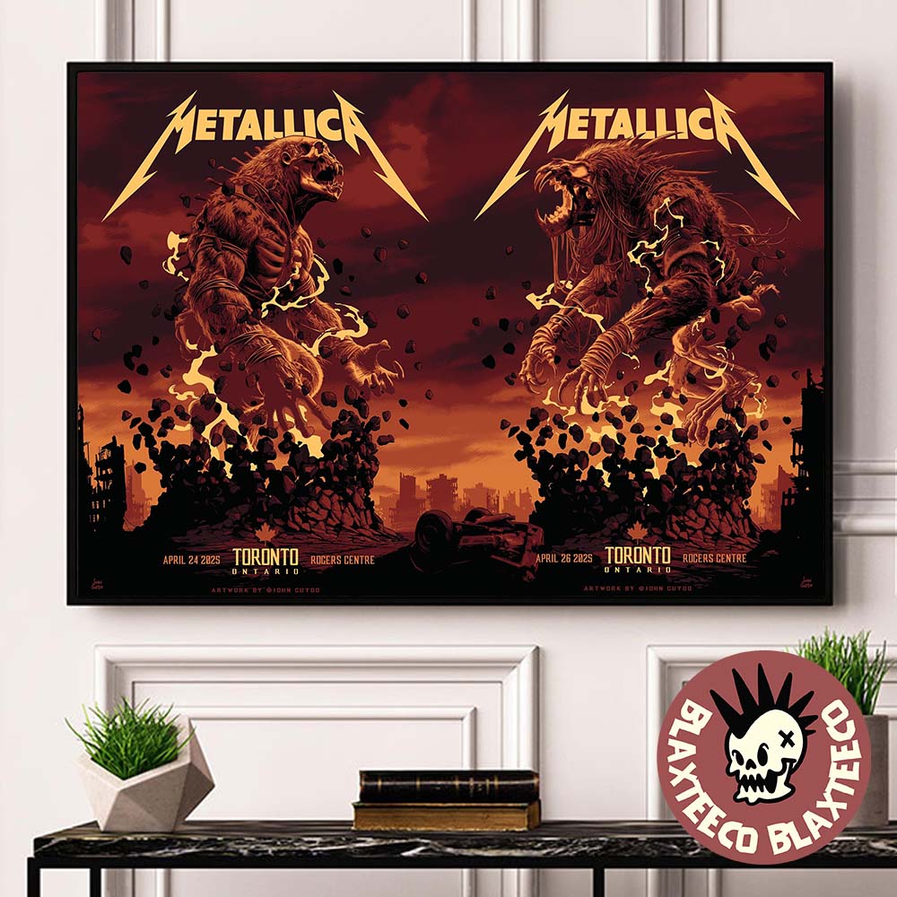 Metallica M72 Toronto Canada Venue Full Shows Combined Poster At Rogers Centre On April 24 And 26 2025 M72 North American Tour The Titan War Art Poster Canvas