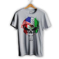 Mexican American Flag Skull El Castigador Short Sleeve T-Shirt Casual Crewneck Hoodie, Sweatshirt | CiraTrend.com