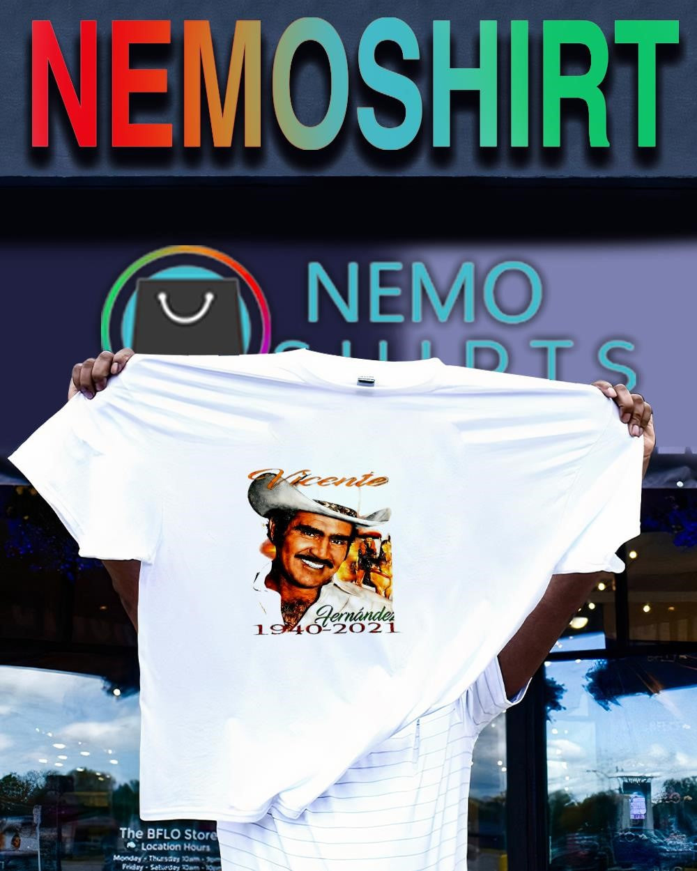Mexican singer Vicente Fernandez 1940-2021 signature cowboy hat shirt