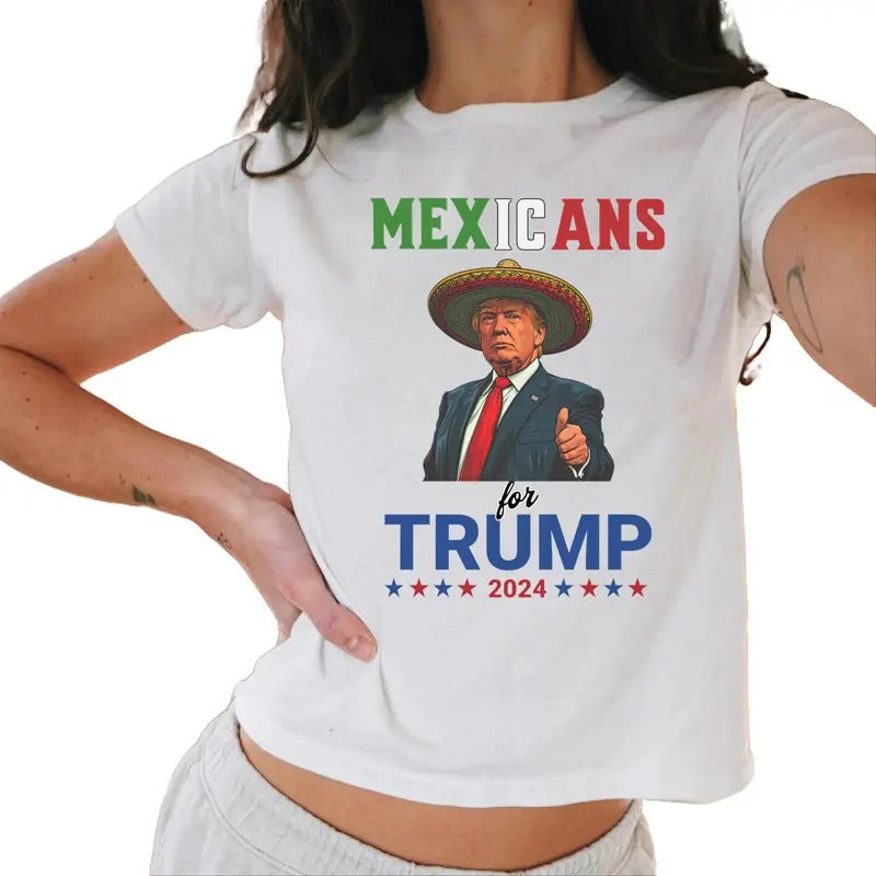Mexicans For Trump 2024 Rally Baby Tee, Mexican Trump Maga Tee, Sombrero President Donald Trump, Latinos For Trump Baby...