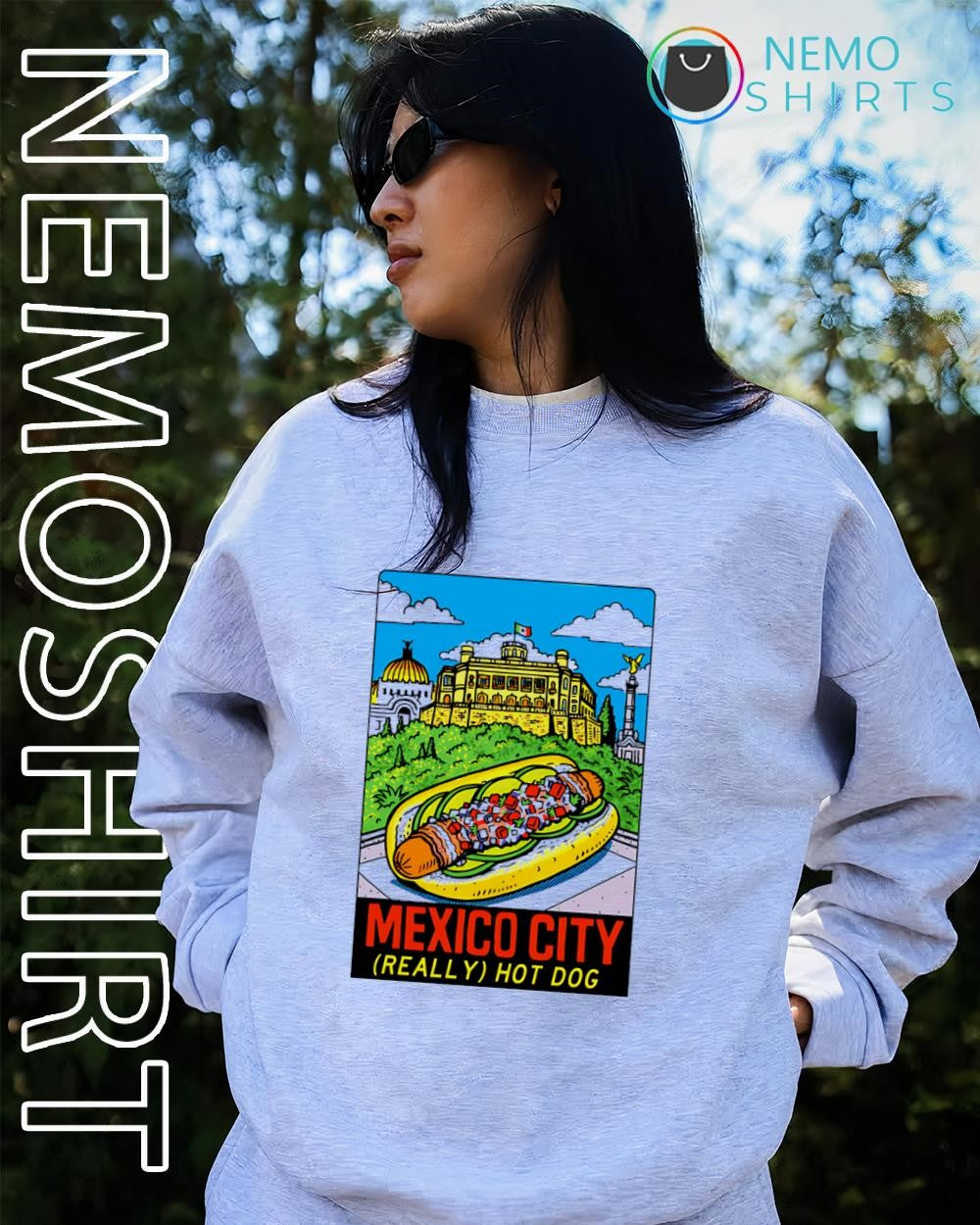 Mexico City landmarks realle hot dog shirt