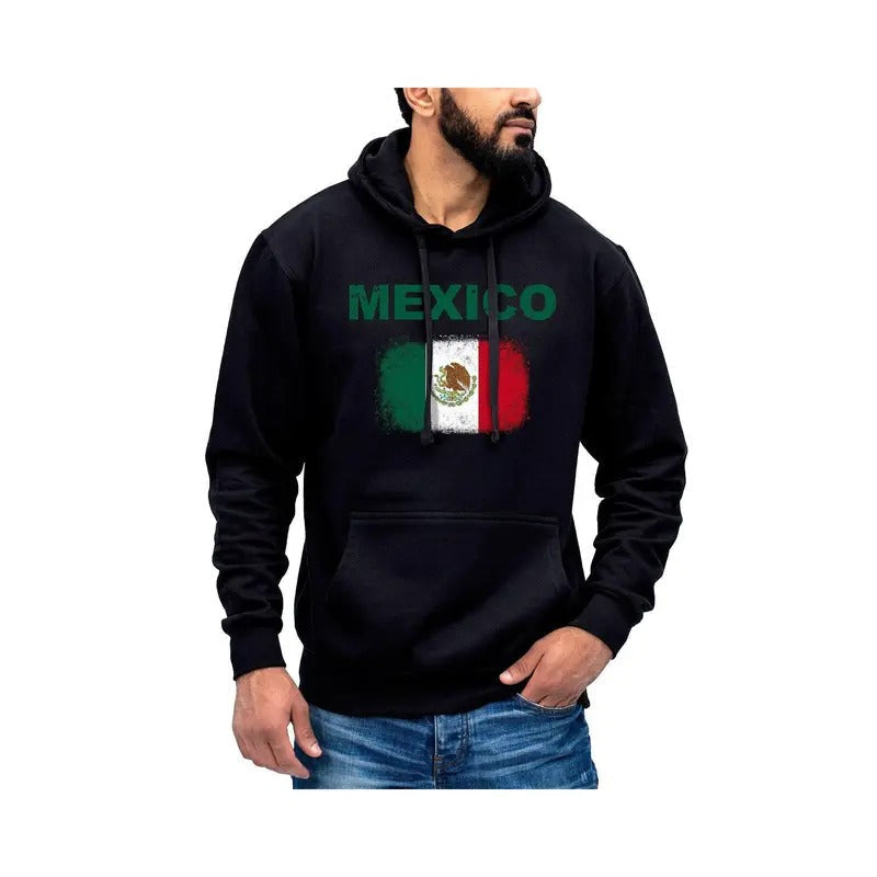 Mexico Mexico Flag Pride Gift Hoodie - Black Cotton Fabric with Front Pocket and Print Design T-Shirts, Sweatshirt