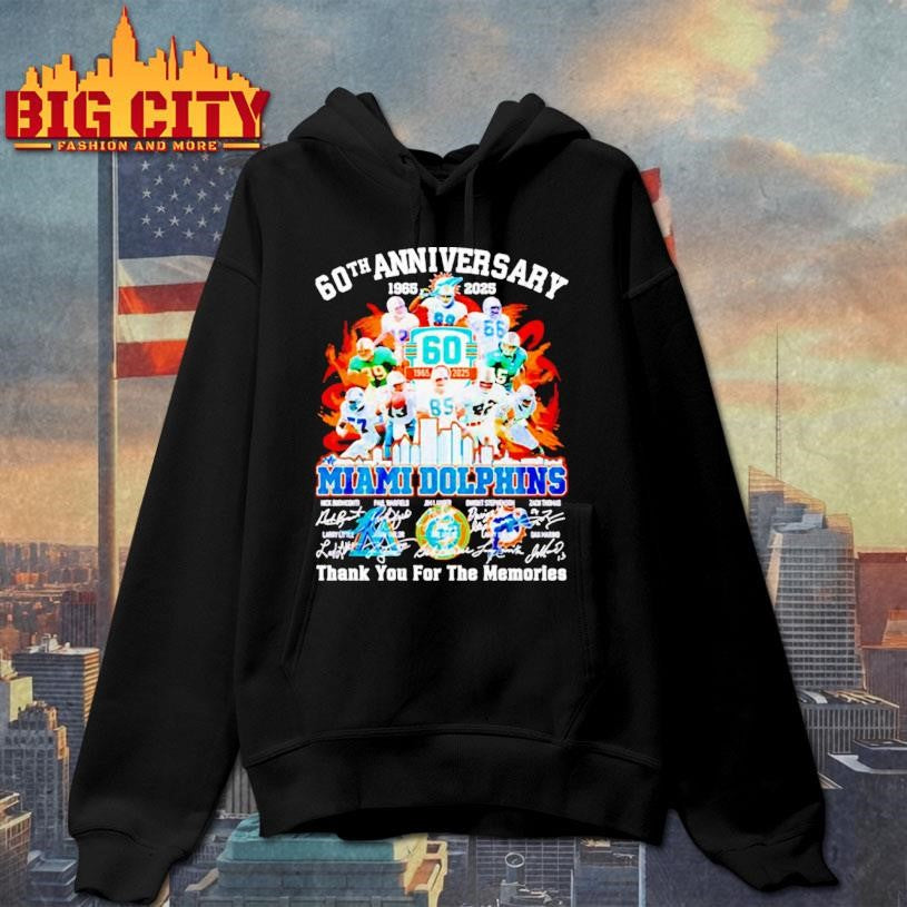 Miami Dolphins 60th Anniversary 1965-2025 thank you for the memories shirt
