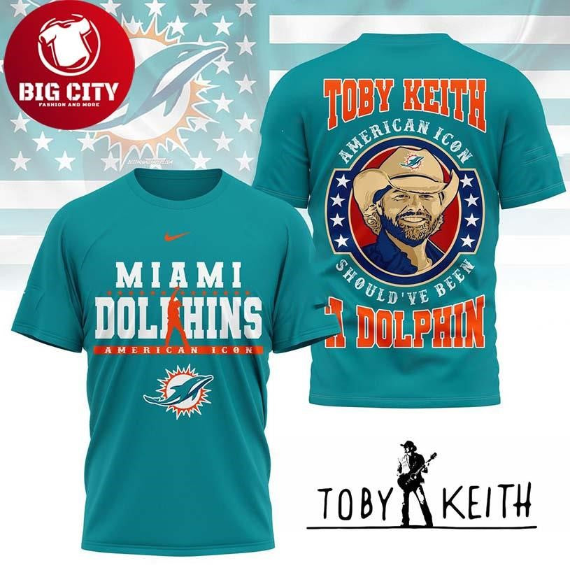 Miami Dolphins Toby Keith American Icon Should’ve Been A Dolphin Two Sided Shirt