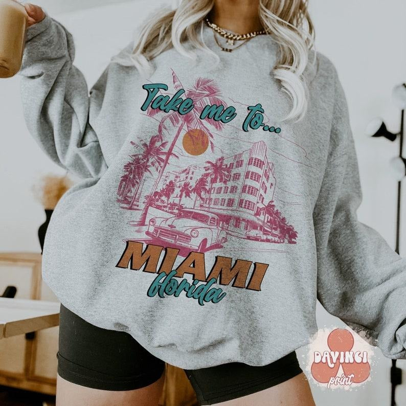 Miami Florida , Summer , Beach , Retro Summer , Summer sublimation, Trendy summer T-Shirts, Hoodie, Sweatshirt