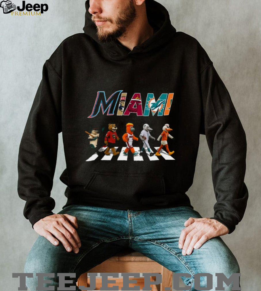 Miami Sports Teams Mascots Abbey Road Crossing T Shirt