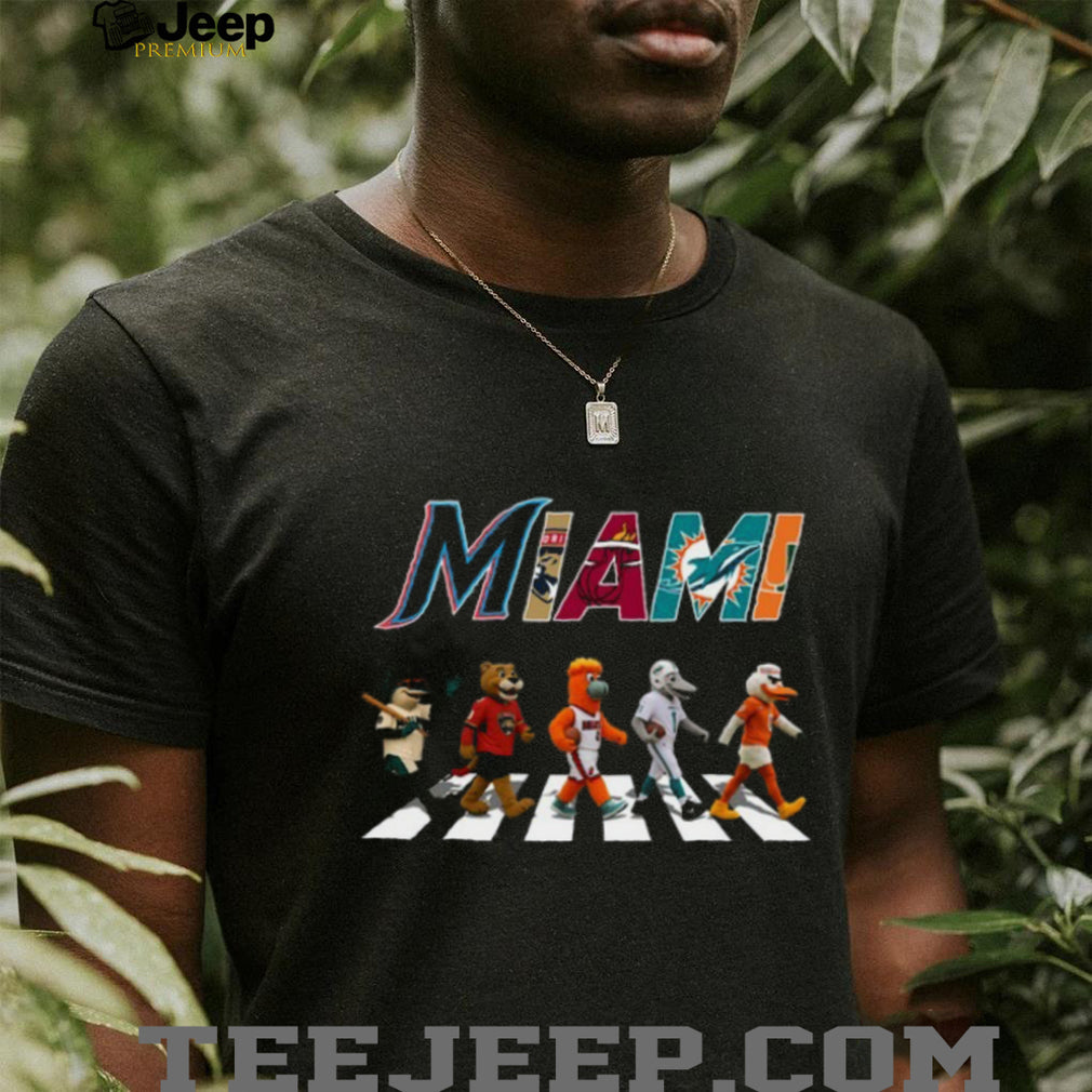 Miami Sports Teams Mascots Abbey Road Crossing T Shirt