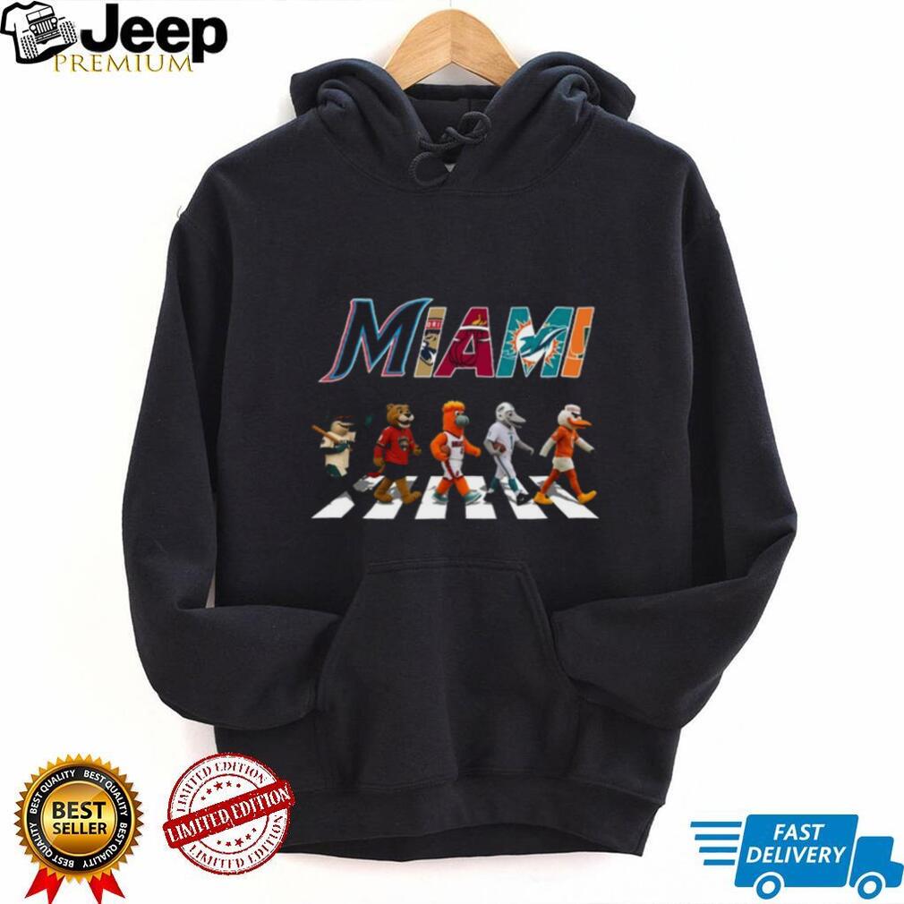 Miami Sports Teams Mascots Abbey Road Crossing T Shirt