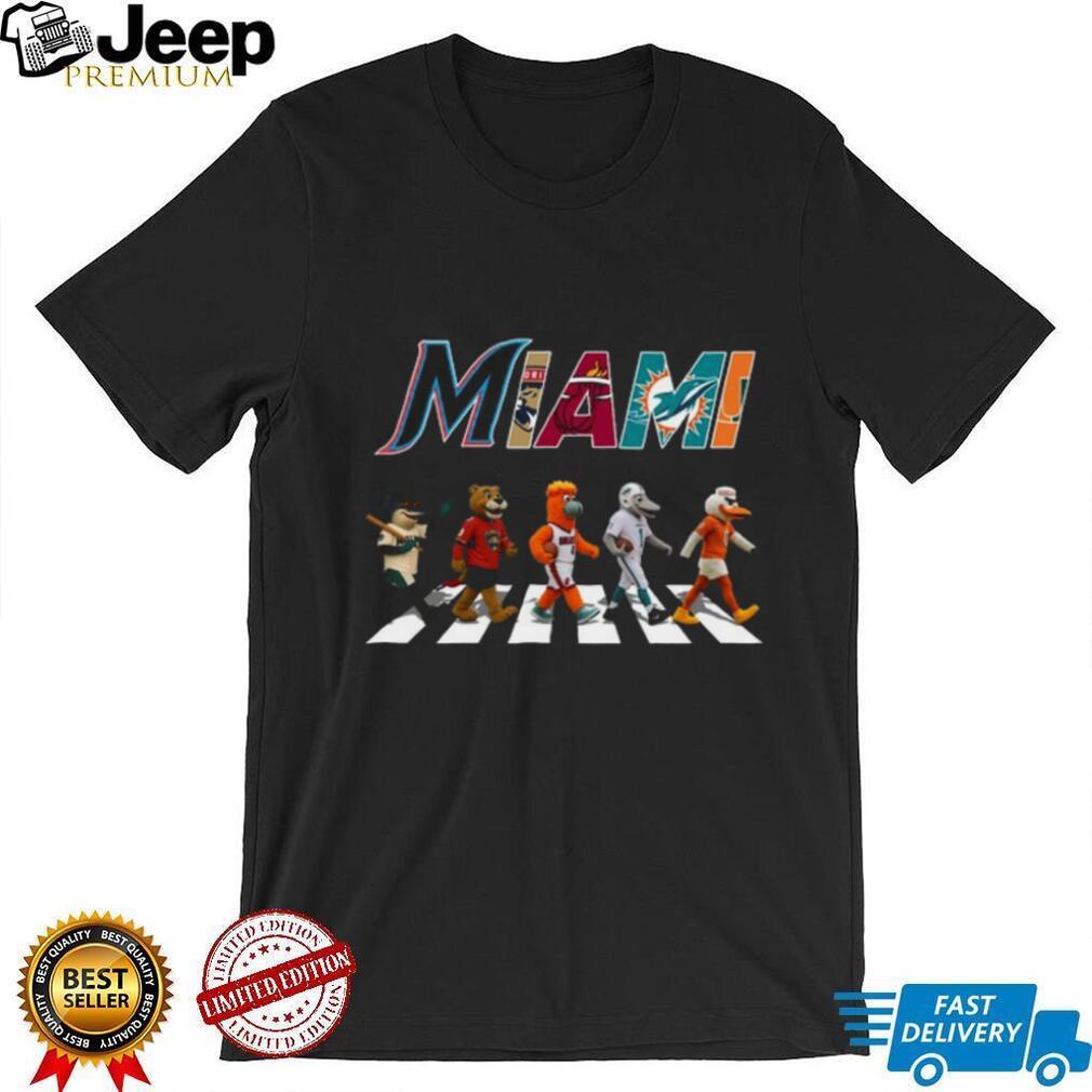 Miami Sports Teams Mascots Abbey Road Crossing T Shirt