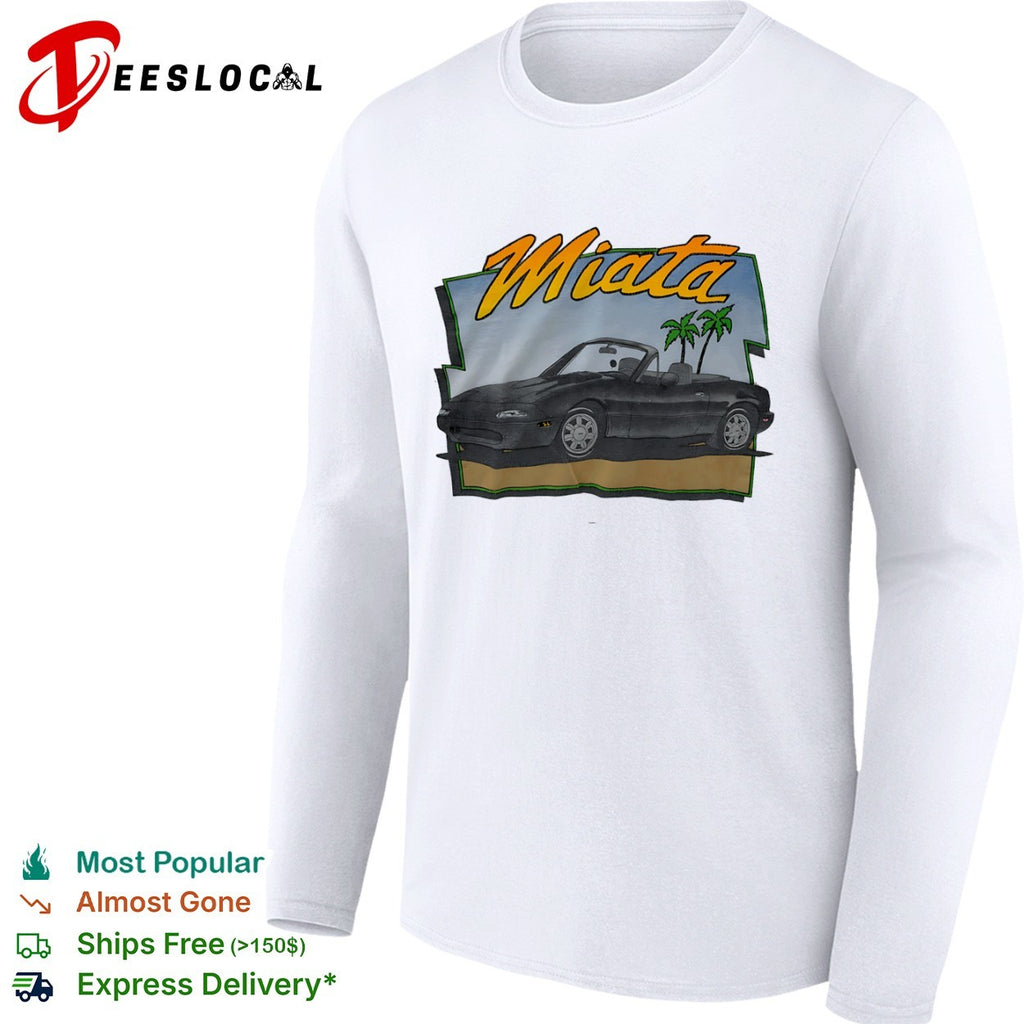 Miata Mazda NA Roadster Convertible JDM Car Tropical Palm Beach Scene shirt