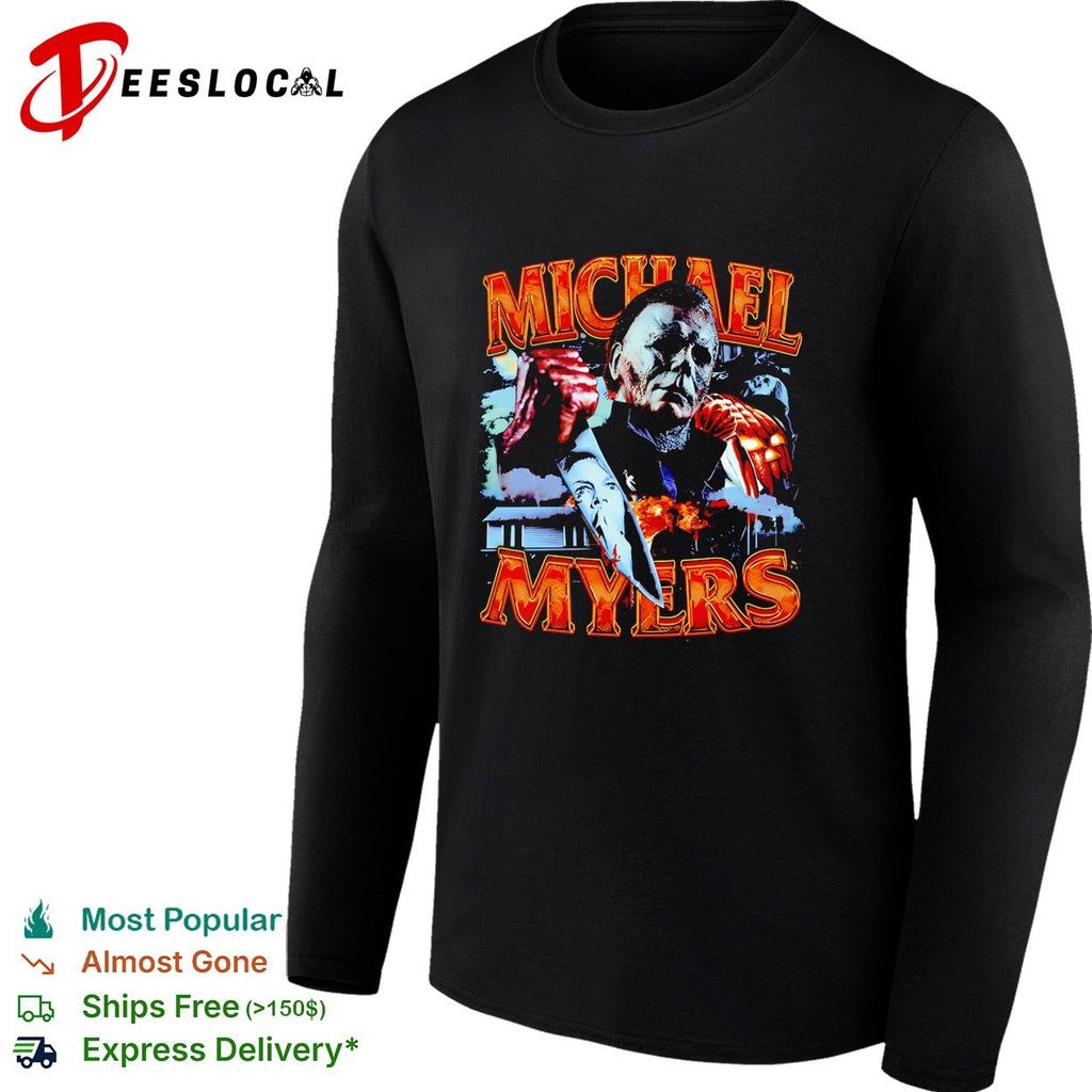 Michael Myers holding knife Halloween horror shirt