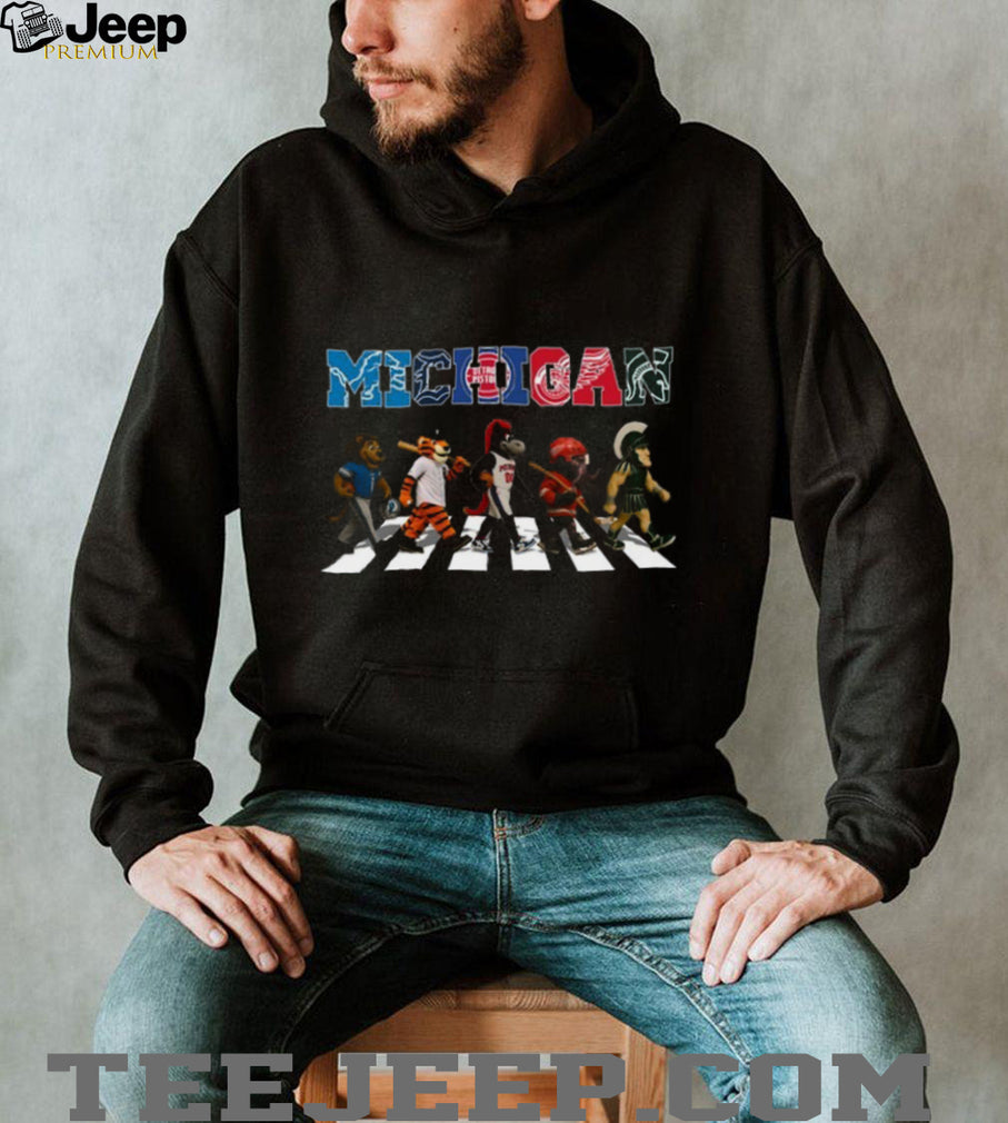 Michigan Sports Mascots Abbey Road Style Crossing T Shirt