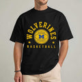 Michigan Wolverines Basketball Navy & Gold Logo Vintage T Shirt