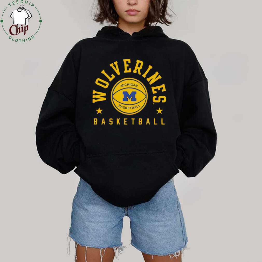 Michigan Wolverines Basketball Navy & Gold Logo Vintage T Shirt