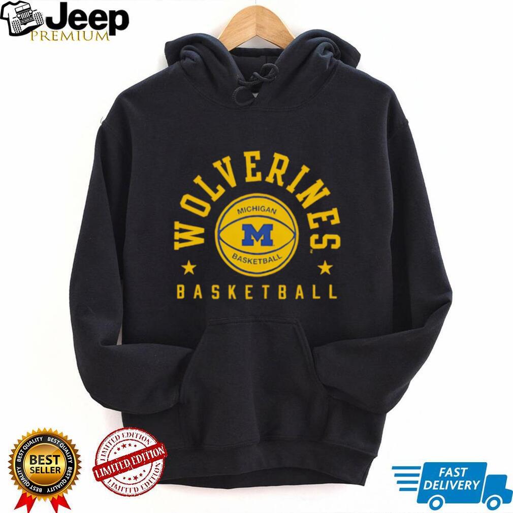 Michigan Wolverines Basketball Navy & Gold Logo Vintage T Shirt