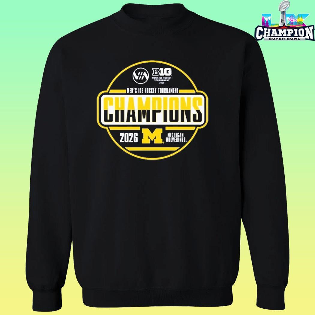 Michigan Wolverines Men’s Ice Hockey 2026 Big 10 Tournament Champions Locker Room Shirt