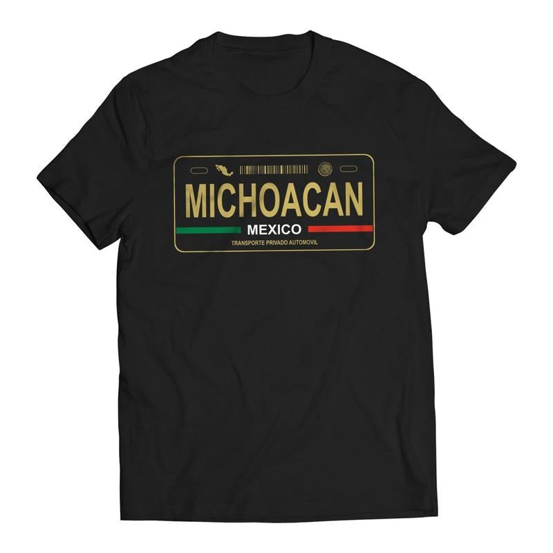 Michoacan Mexico License Plate T-Shirt - Playera con Placa de Carro Men's Graphic T-Shirt Hoodie, Sweatshirt | CiraTrend.com