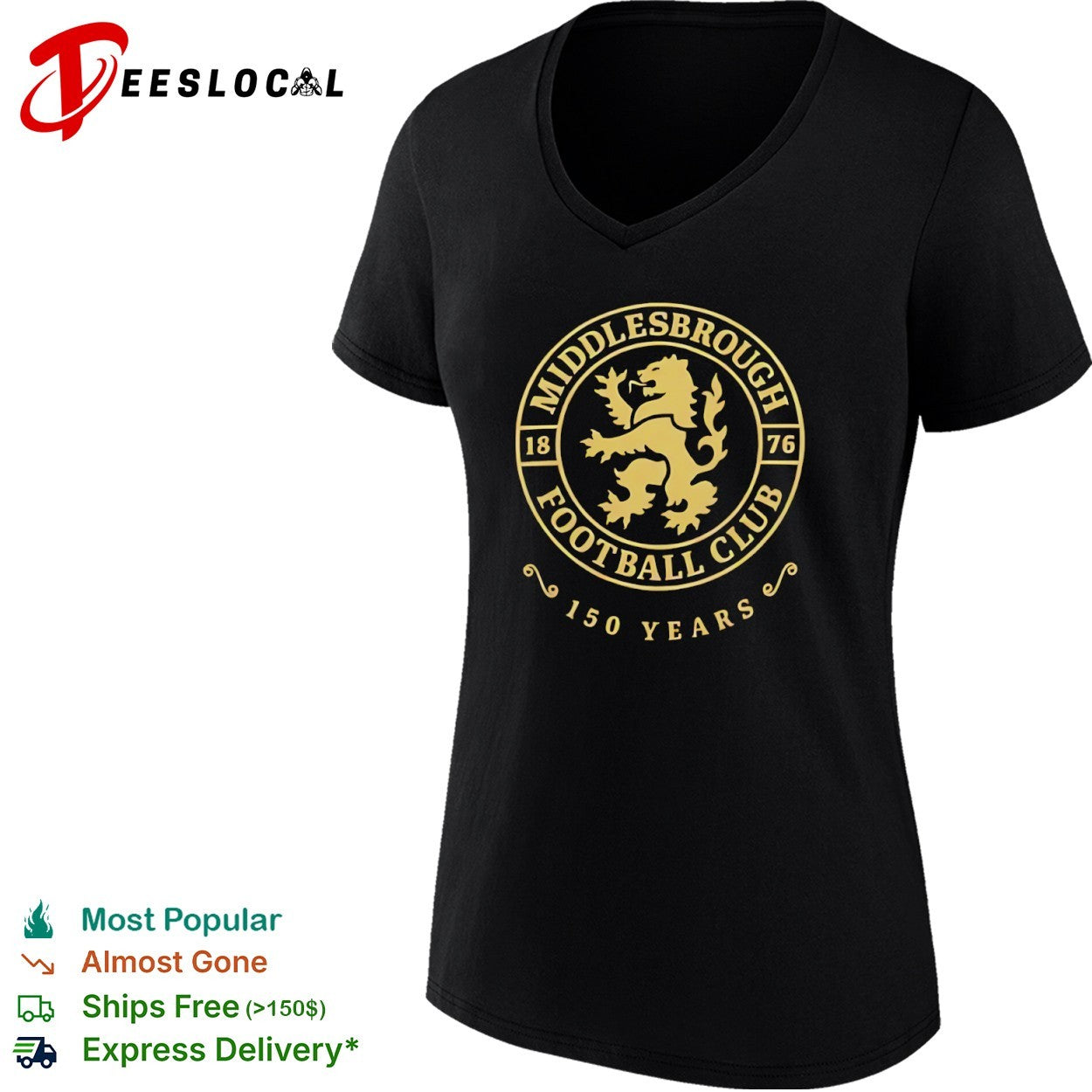 Middlesbrough Football Club 150 years golden lion logo shirt