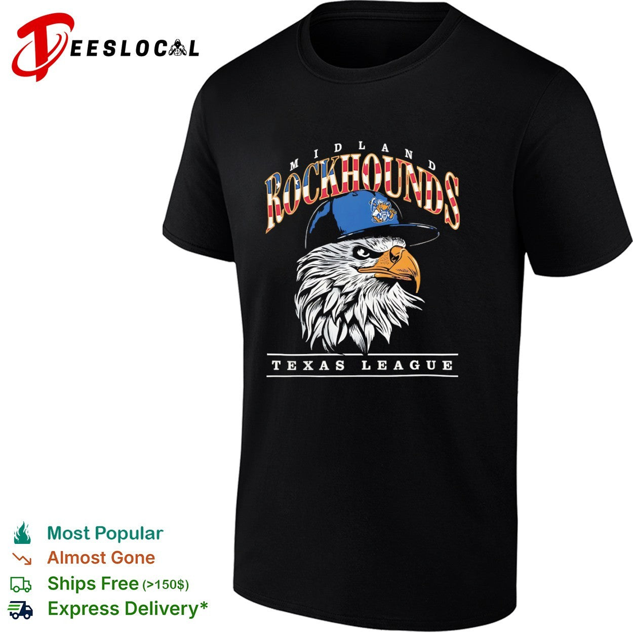 Midland Rockhounds Texas League eagle baseball logo shirt