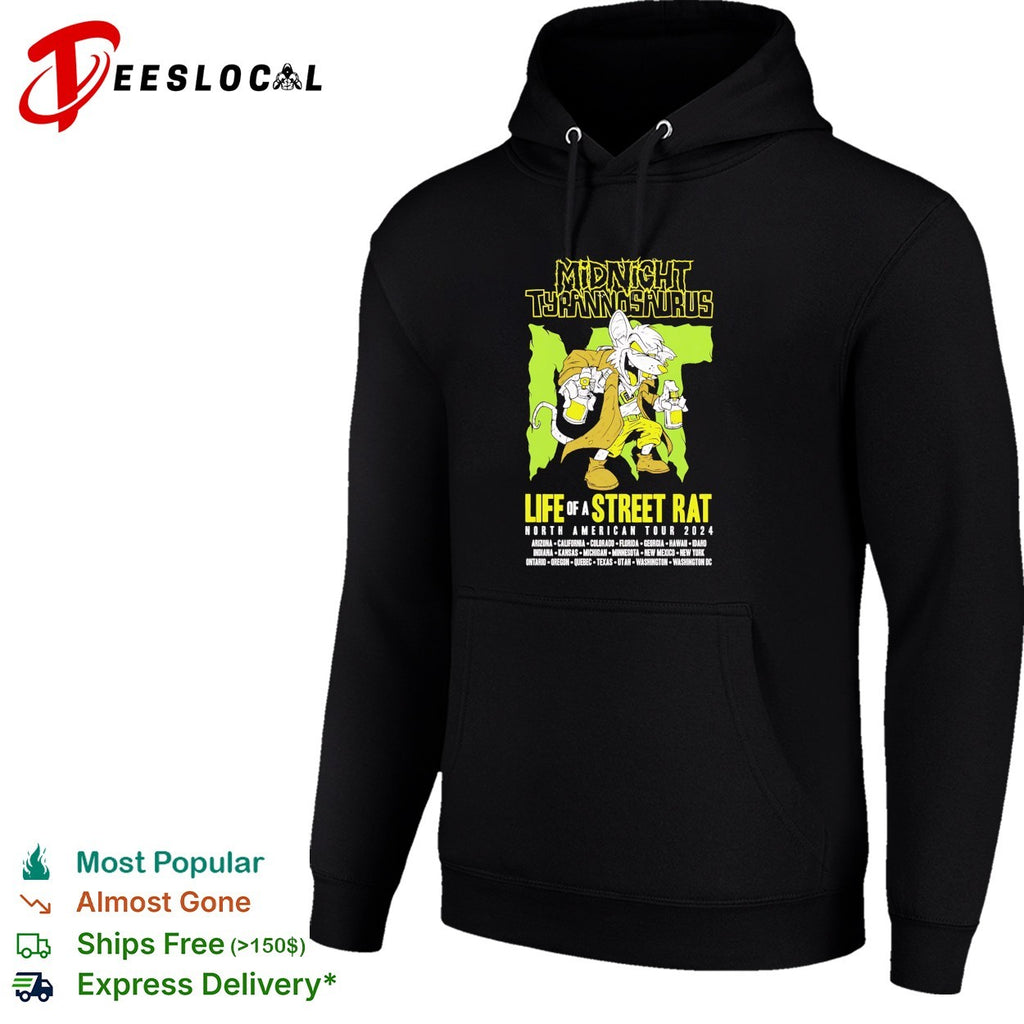 Midnight Tyrannosaurus the gauntlet bass music shirt