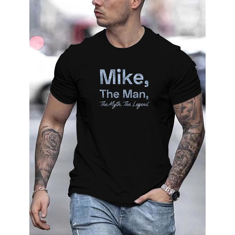 Mike, The For Man" Graphic Tee for Men - Soft Cotton, Summer Casual Round Neck T-Shirt, Breathable & Comfort Fit Made in...