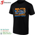 Militia Industrial Complex military tank American flag shirt