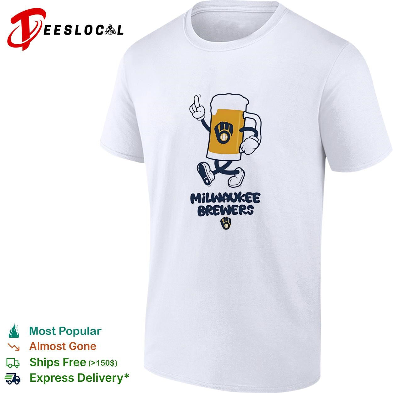 Milwaukee Brewers beer mug mascot index finger shirt