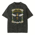 [Mineral Wash Shirt] Bee Strong Bee Courageous Christian Washed Shirt Jesus Graphic Style Shirt Casual Crewneck Hoodie,...