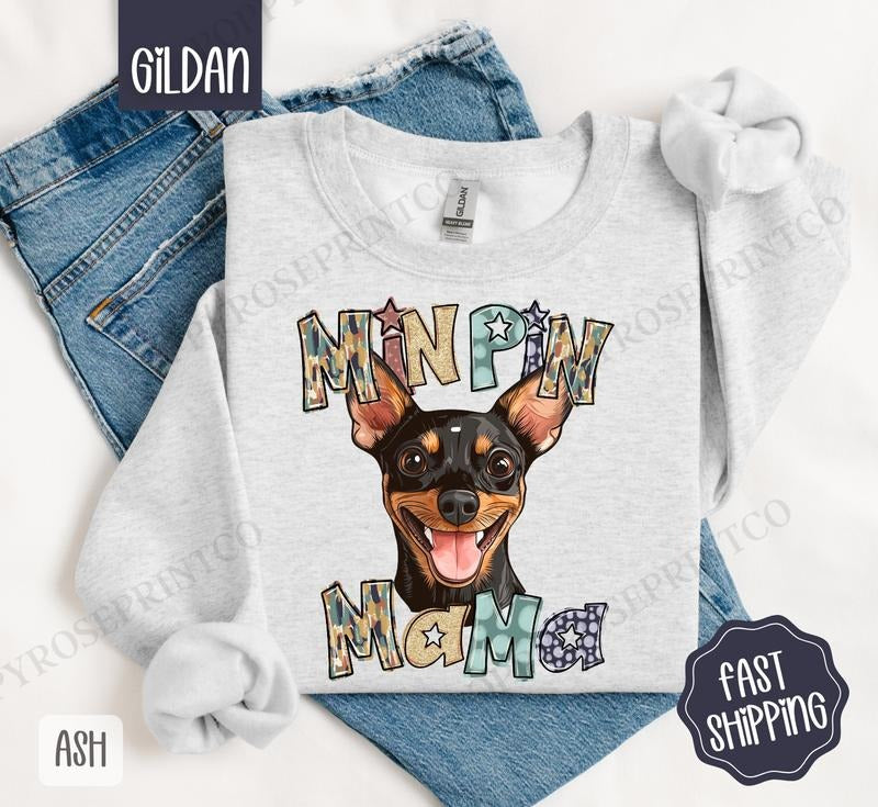 Miniature Pinscher Mama Sweatshirt, Dog Mama Women's Crewneck, Cute Mom Women's Sweatshirt T-Shirts, Hoodie | CiraTrend.com