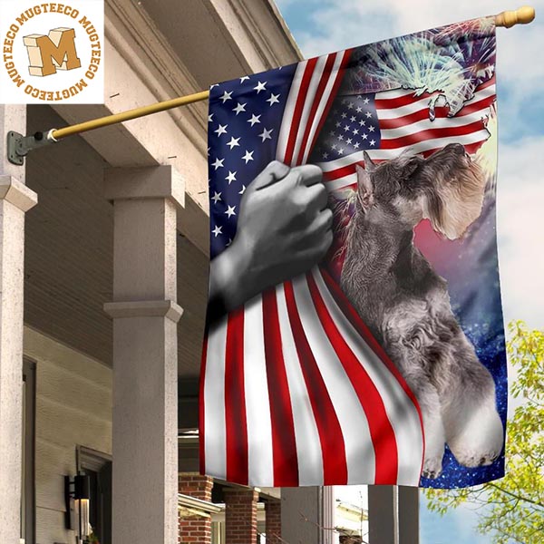 Miniature Schnauzer With American Flag 4Th Of July Outdoor Patriotic Yard Decor Dog Owners 2 Sides Garden House Flag