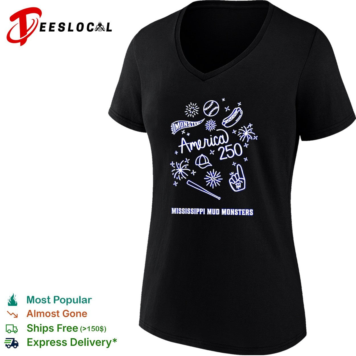 Mississippi Mud Monsters baseball icons America 250 shirt