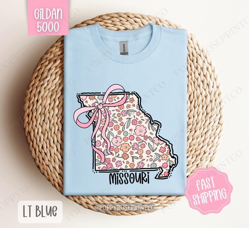Missouri Gildan T-shirt, Cute Missouri State Shirt, Missouri Floral Bow Tee Hoodie, Sweatshirt | CiraTrend.com