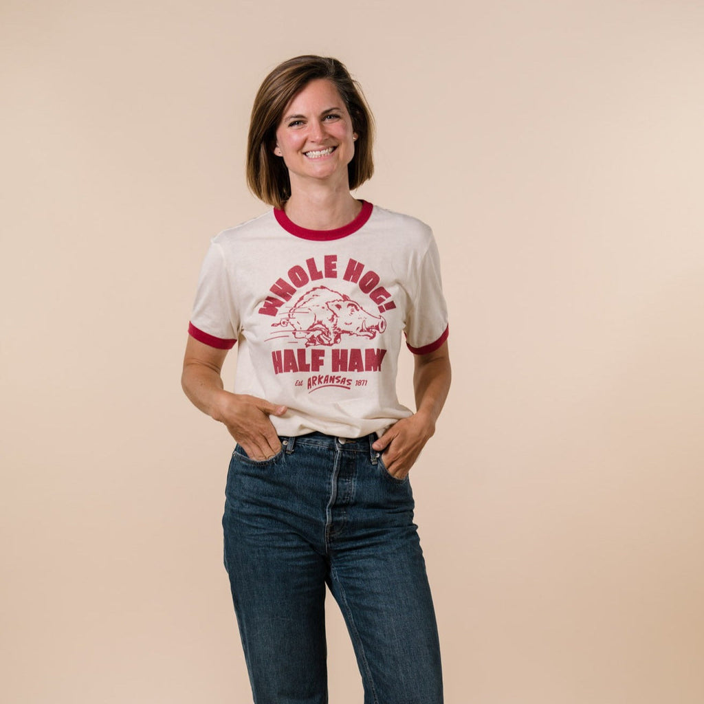 Arkansas "Whole Hog! Half Ham!" Ringer Tee Style001