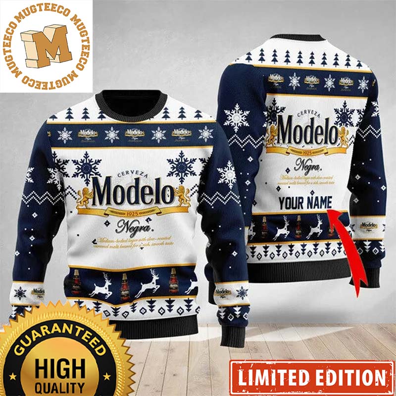 Modelo Negra Beer Personalized Ugly Christmas Sweater