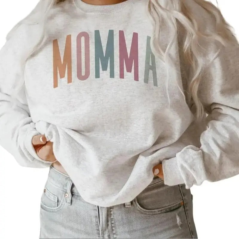 Momma New Multi Crewneck Sweatshirt Shirt - Gifts For Mom - Mothers Day Cotton Womenswear Hoodie | CiraTrend.com