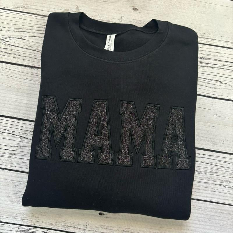 Monochromatic Black Glitter Crewneck Sweatshirt T-Shirts, Hoodie | CiraTrend.com