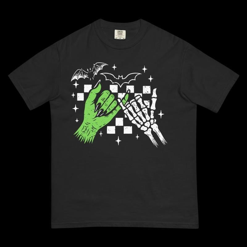 Monster & Bones Pinky Promise Comfort Colors shirt, Spooky Link-Up Tee, Ghoul & Bones Besties, Creepy Connection Shirt,...