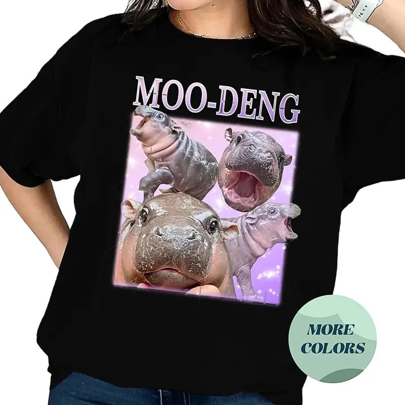 Moo Deng T-Shirt, Cute Baby Hippo Tee, Adorable Pygmy Hippo Merch, Perfect Gift for Zoo Lovers, Meme Shirt, Gift for...