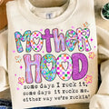 Motherhood Coquette Bow Checker Shirt, Neon Mother hood Shirt, Funny Mom Hoodie, Sweatshirt | CiraTrend.com