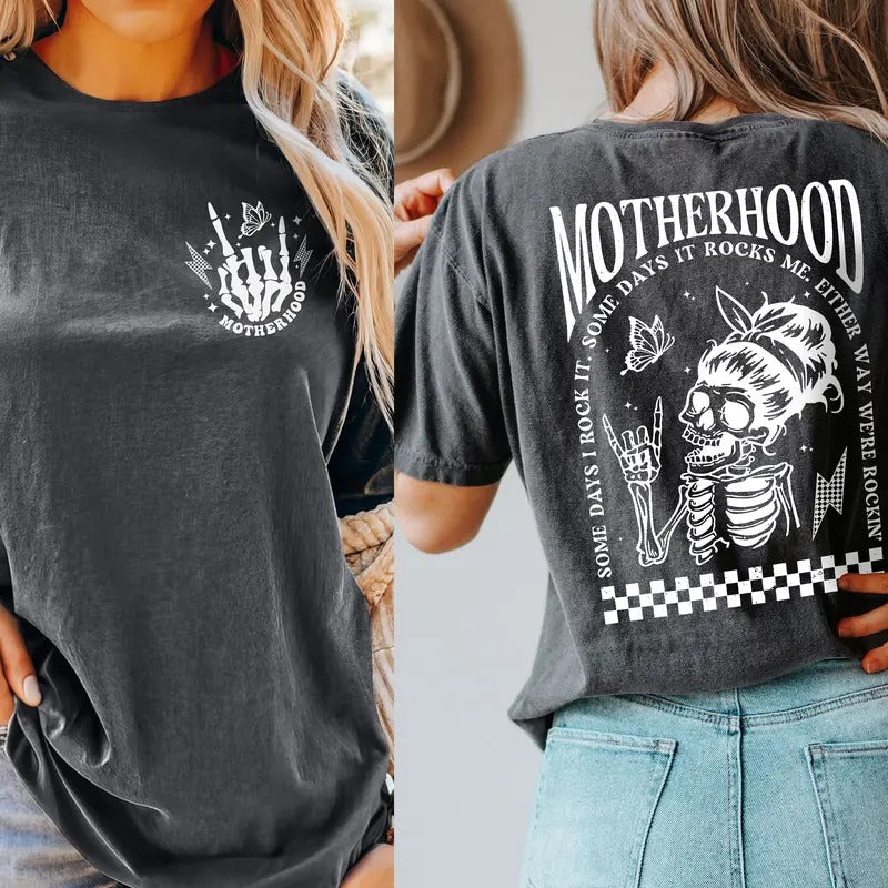 Motherhood Shirt Some Days I Rock It Rocker Mama Cute Skeleton Tee Rocker Mom Shirts Rockin Shirts Motherhood Shirts...